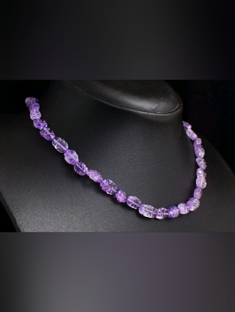 Carved Amethyst Beaded Necklace